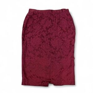 Vintage Jessica McClintock Burgundy Brocade Pencil Skirt